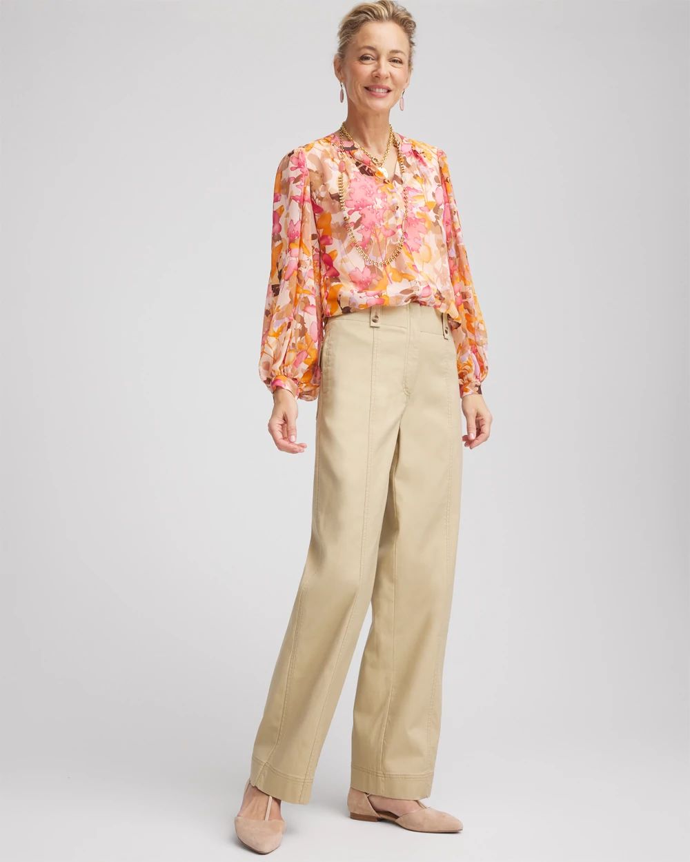 Petite Canvas Cargo Wide-Leg Pants | Chico's